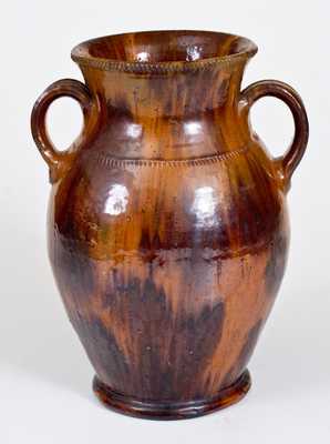 Open-Handled Redware Vase, att. Jacob Medinger, Limerick Township, Montgomery County, PA