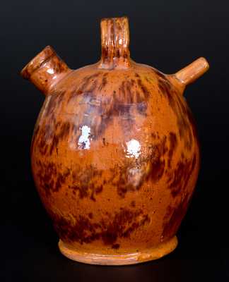 Scarce Glazed Redware Harvest Jug, attrib. Jacob Medinger, Limerick Twp, Montgomery Co, PA