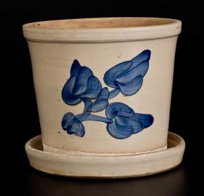 Cobalt-Decorated Bristol-Glazed Stoneware Flowerpot, attrib. Fulper Pottery, Flemington, NJ