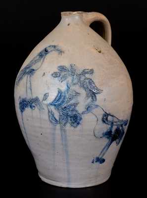 Rare Double Incised Bird Jug, New York State or New England, circa 1825