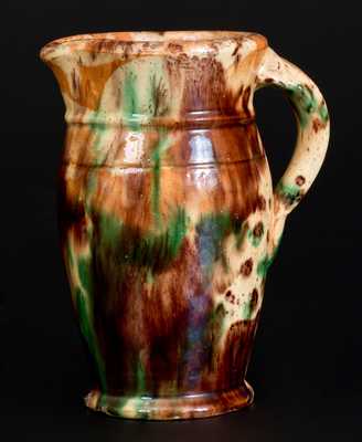 Shenandoah Valley Multi-Glazed Redware Pitcher, att. S. Bell & Son or J. Eberly., Strasburg, VA