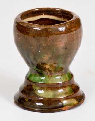 Shenandoah Valley Multi-Glazed Redware Egg Cup, att. S. Bell & Son or J. Eberly, Strasburg, VA