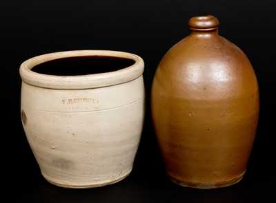 Two Pieces of Salt-Glazed Stoneware, American, 19th century