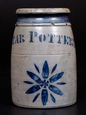 Rare Small-Sized STAR POTTERY (Greensboro, PA) Stoneware Canning Jar w/ Star Motif