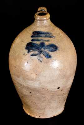 J. REMMEY / MANHATTAN-WELLS / NEW-YORK Stoneware Jug w/ Incised Decoration, c1810