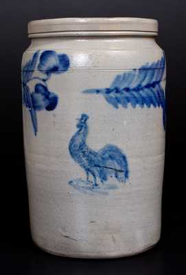 Very Rare Stoneware Jar w/ Rooster Decoration attrib. R. J. Grier, Chester County, PA