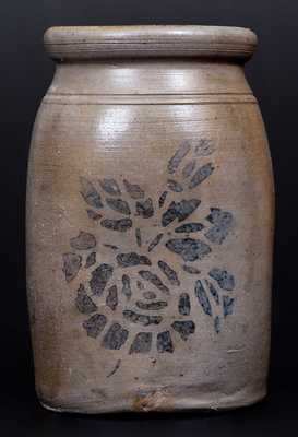 Stoneware Wax Sealer with Stencilled Cobalt Rose Motif, Western PA origin, circa 1875