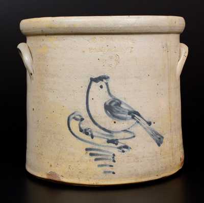 S. B. BOSWORTH / HARTFORD, CT Stoneware Crock with Bird Decoration