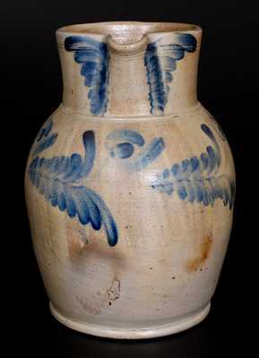 Rare Stoneware Pitcher w/ Floral Decoration, Baltimore, c1860