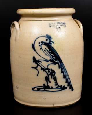 J. & E. NORTON / BENNINGTON VT Stoneware Jar with Cobalt Pheasant-on-Stump