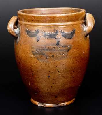 CORLEARS HOOK (Thomas Commeraw, Lower East Side, NYC) Stoneware Jar, c1815