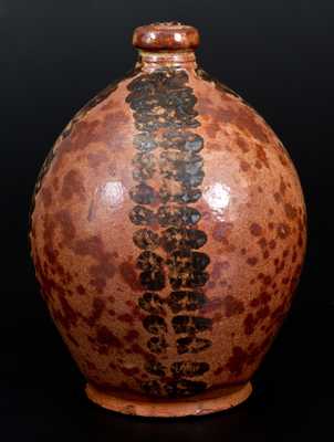 Rare and Fine Glazed Maine Redware Jug