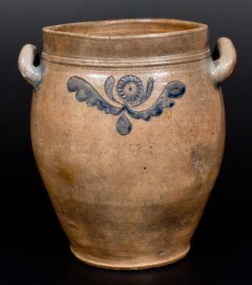 C. CROLIUS / MANHATTAN-WELLS / NEW-YORK Stoneware Jar w/ Incised, Impressed Decorations