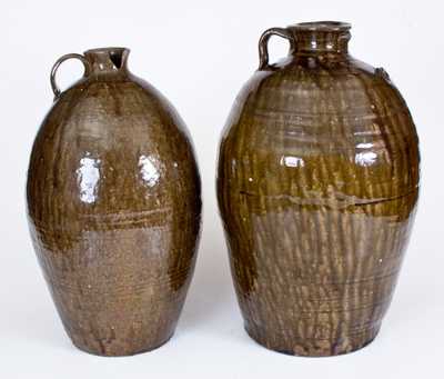 Lot of Two: Alkaline-Glazed Stoneware Jugs, probably Lincoln County, NC