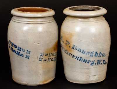 Lot of Two: Stoneware Jar w/ Stenciled Design and A. P. Donaghho / Parkersburg, W. Va. Jar