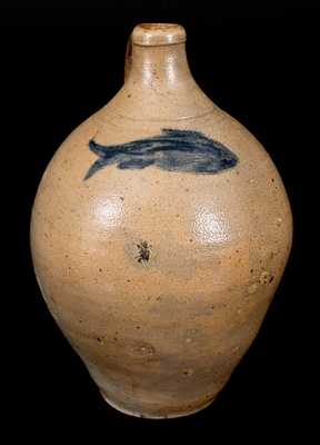 Stoneware Jug w/ Impressed Fish Decoration att. Jonathan Fenton, Boston, MA