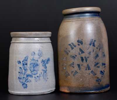 Lot of Two: Stoneware Jars, BOYERS & KNOTTS / PALATINE, W. VA and Western PA Examples