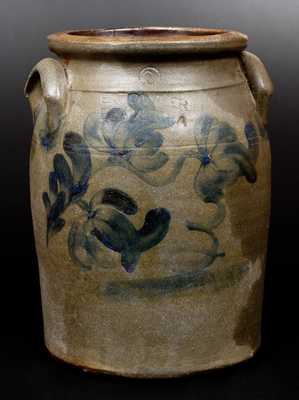 3 Gal. E. FOWLER / BEAVER, PA Stoneware Jar with Floral Decoration