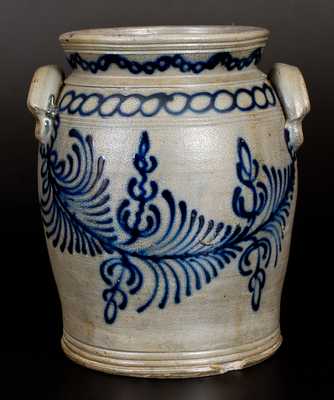 Important B. C. MILBURN, Alexandria, VA Stoneware Jar w/ Elaborate Slip-Trailed Design