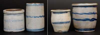 Lot of Four: Western PA Stoneware Cream Jars with Striped Decoration