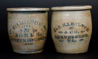 Lot of Two: GREENSBORO, PA Stoneware Jars by HAMILTON & JONES and JAS. HAMILTON
