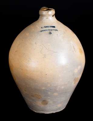  L. NORTON / BENNINGTON Stoneware Jug with Incised Bird Decoration