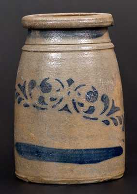 Western PA Stoneware Canning Jar w/ Striped and Stenciled Decoration