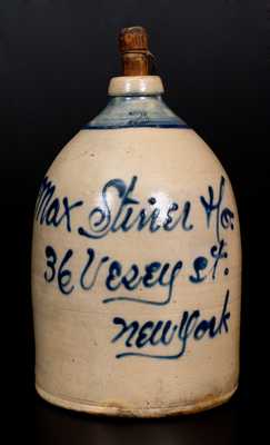 2 Gal. Stoneware Jug with Script New York Advertising