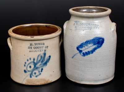 Lot of Two: Decorated Stoneware Jars with Impressed BROOKLYN, NY Advertising
