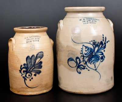 Lot of Two: Decorated Stoneware Jars with Impressed NEW YORK CITY Advertising
