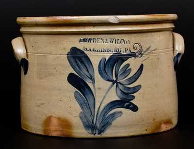 COWDEN & WILCOX / HARRISBURG, PA Stoneware Cake Crock w/ Floral Decoration