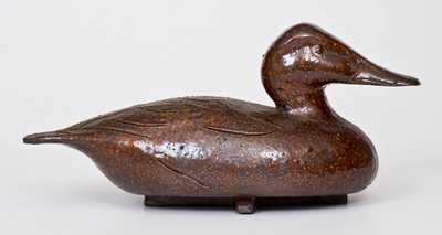 Sewertile Duck Figure Initialed EJE, Edward J. Ellwood, Tuscarawas County, OH, mid-20th century