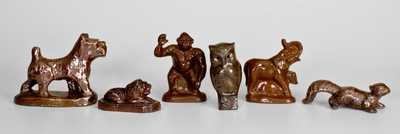 Lot of Six: Small Sewertile Animal Figures, Ohio, mid-20th Century