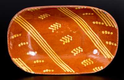 Large Redware Loaf Dish w/ Outstanding Yellow-Slip Decoration, Philadelphia