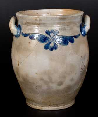 3 Gal. Manhattan Stoneware Jar w/ Incised Decoration, circa 1810