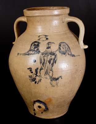 Monumental 8-Gal. Ohio Stoneware Water Cooler w/ Incised Federal Eagle Design