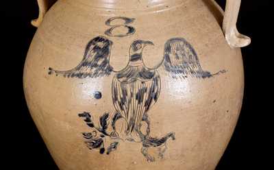 Monumental 8-Gal. Ohio Stoneware Water Cooler w/ Incised Federal Eagle Design