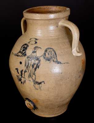 Monumental 8-Gal. Ohio Stoneware Water Cooler w/ Incised Federal Eagle Design