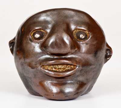 Very Rare Southern Stoneware Face Bank, probably Georgia