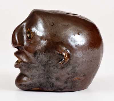 Very Rare Southern Stoneware Face Bank, probably Georgia