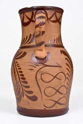 Exceptional Tanware Pitcher with Elaborate Albany Slip Date, 