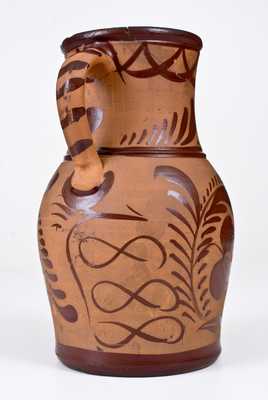 Exceptional Tanware Pitcher with Elaborate Albany Slip Date, 