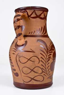 Exceptional Tanware Pitcher with Elaborate Albany Slip Date,