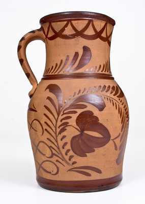 Exceptional Tanware Pitcher with Elaborate Albany Slip Date, 