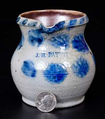 Very Fine Miniature Decorated Stoneware Pitcher Impressed J. H. PATTON