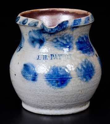 Very Fine Miniature Decorated Stoneware Pitcher Impressed J. H. PATTON
