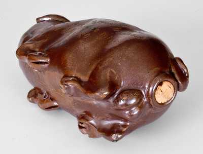 Very Rare Anna Pottery Stoneware Pig Flask w/ Inscribed Drinking Poem Dated 1880