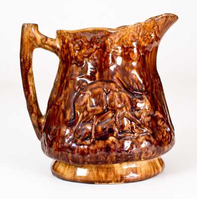 Rare JOHN BELL (Waynesboro, PA) Redware Hunt Scene Pitcher