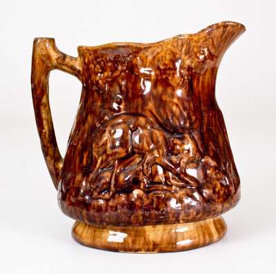 Rare JOHN BELL (Waynesboro, PA) Redware Hunt Scene Pitcher