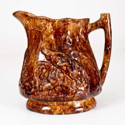 Rare JOHN BELL (Waynesboro, PA) Redware Hunt Scene Pitcher